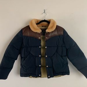 Penfield Puffer Jacket Leather and Fur Collar